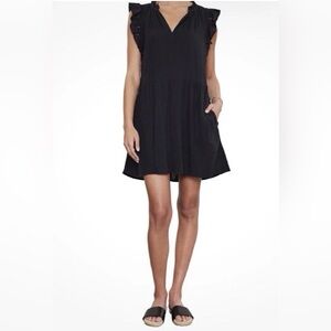 VELVET BY GRAHAM & SPENCER Grace Ruffle Sleeve Cotton Eyelet Black Mini Size L